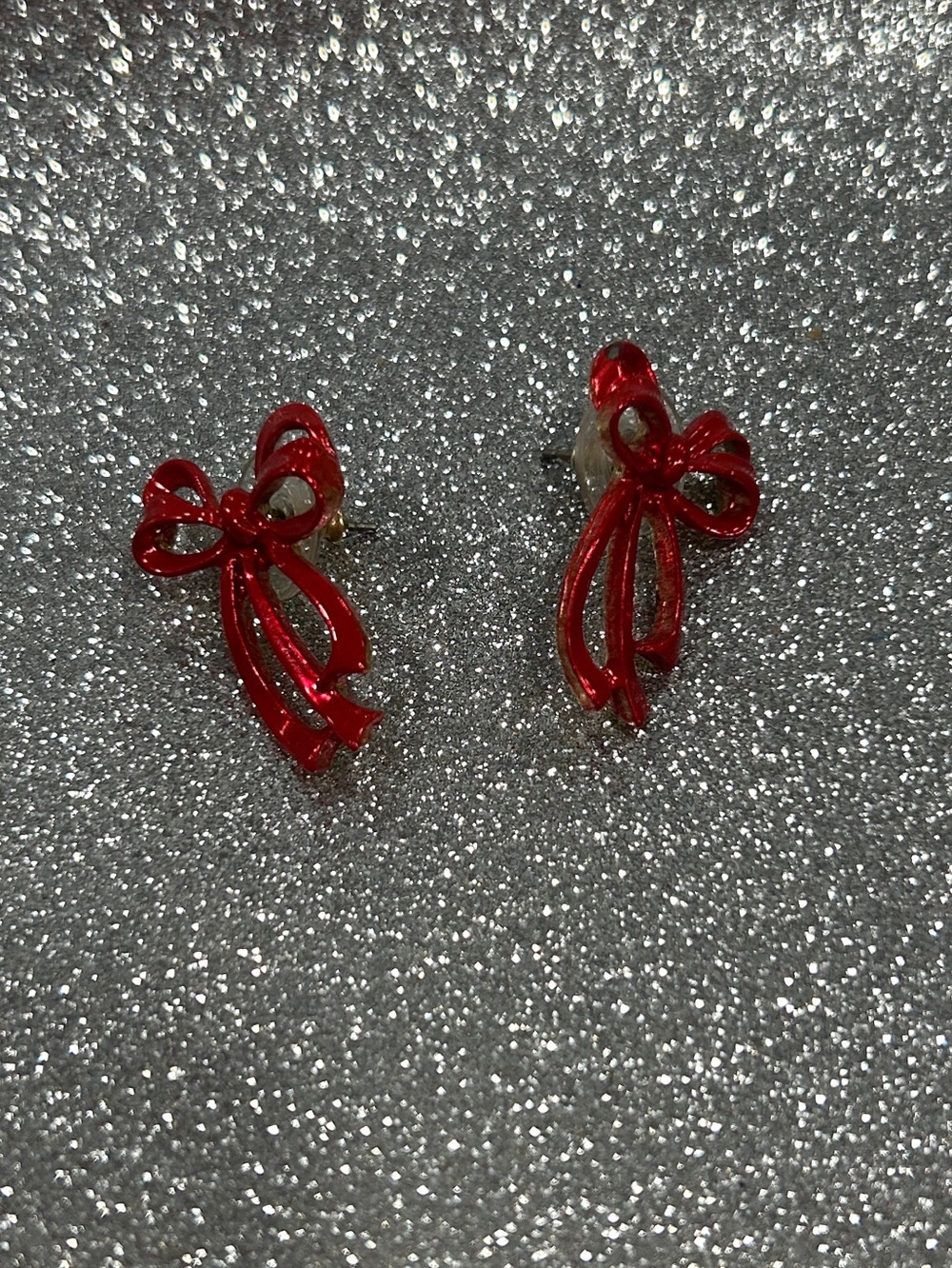 Vintage Avon Red Ribbon stud Earrings